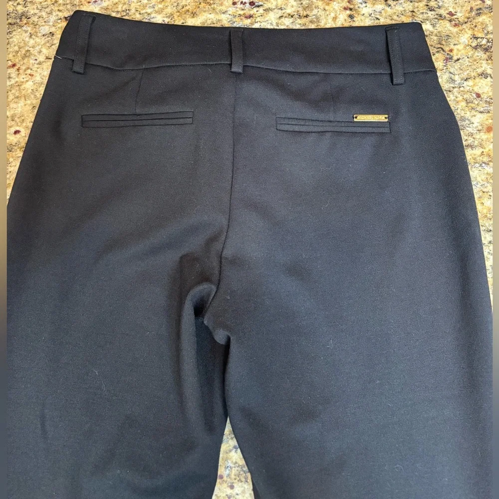 OLD MONEY Classic Black Pant Michael Kors Straight Leg sz4 gold logo **2 for 20*